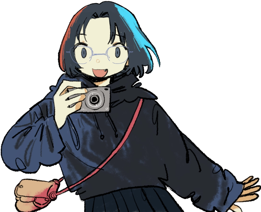 profile picture, image of a woman with glasses and camera - art by soyatu